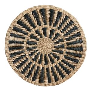 Posavasos de Ratán en Espiral Zigzag Exótico, Negro Beige, Hecho a Mano, Material Natural Sostenible, Tapete para Bebidas, Estilo Bohemio, Resistente al Calor - Product Image 1