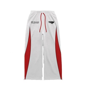 Custom Brand <b>Windbreaker</b> Set <b>Red</b> White Color Blocking Full Zip Sporty Design Quick Dry Polyester Adult Unisex Tracksuit - Product Image 5