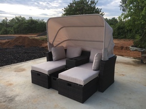 DS00024 Tumbona moderna cuadrada de ratán y acero para exteriores, no plegable, con cojín de poliéster, directamente de fábrica en Vietnam - Product Image 3