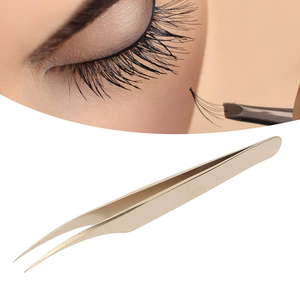 Gold Color Pointed Stainless Steel Eyelash Extension Tweezers, High Precision Curved Tip for Volume Lashes and Isolation - Product Image 5