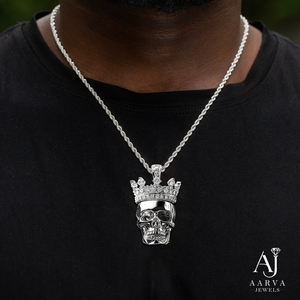 AARVA JEWELS Collier pendentif crâne couronne en argent 925, serti de zircon CZ, style Hip Hop Punk, bijoux de charme, tierce marque - Product Image 1