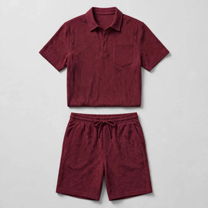 2026 Wholesale Summer Men's Casual Shorts <b>Set</b> Plain Color Solid 100% Cotton Jersey Quick Dry Knitted Customized Logo <b>Twin</b> <b>Set</b> - Product Image 3
