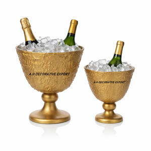 Modern Antique <b>Gold</b> Aluminum <b>Ice</b> <b>Bucket</b> Stand | Premium for Wine Cooler Floral Pattern 3L Capacity for Hotels Restaurants - Product Image 1
