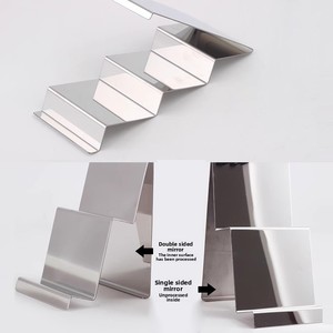 Luxury <b>Mirror</b> Stainless Steel Handbag Display Stand L-Shaped <b>Tabletop</b> Purse Holder Rack for fashion shop store - Product Image 3
