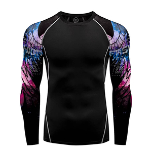 Maillot de compression à manches longues pour homme avec logo personnalisé, séchage rapide, en spandex, pour MMA, BJJ, entraînement en salle de sport, fournisseur en gros, fitness - Product Image 4