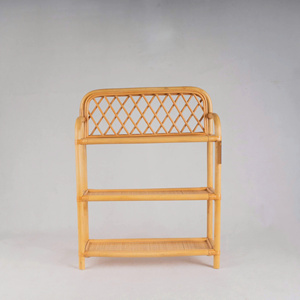 Handcrafted Natural Rattan Standing 3-Tier Clothing Storage <b>Shelf</b> Bamboo <b>Rack</b> Rectangular Shape Bathroom Living Room Organizer - Product Image 3