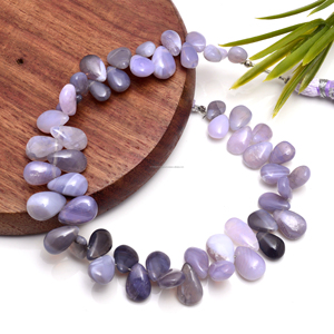 Quartz Lavande Naturel Premium Lisse Forme Poire Pierre Précieuse 8 Pouces Chaîne Certifiée par un Certificat Tierce Partie pour Bracelet de Bijoux Créatifs - Product Image 3