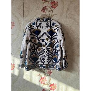 Embroidered Floral Shawl Collar Cotton Blazer Full Sleeve Spring Women's <b>Jacket</b> Woven Fabric Regular Length Hand Embroidery - Product Image 2