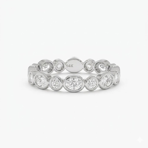 Anillo de Eternidad Completo con Diamantes Cultivados en Laboratorio, Bisel Ovalado y Redondo de Oro Sólido Clásico de 14K/18K, Joyería de Boda al por Mayor - Product Image 2