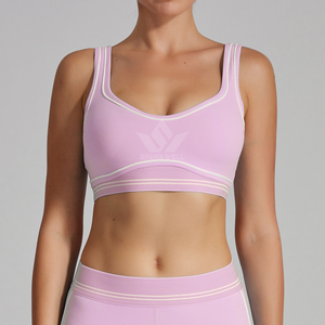 Haut court dos nageur noir pour femme avec bande contrastante latérale, extensible et respirant, idéal pour le yoga et le fitness - Product Image 5