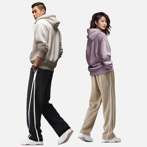 <b>Men's</b> Casual Knitted Sweatpants Autumn Midweight Straight <b>Trousers</b> with Side Stripe <b>Elastic</b> <b>Waist</b> - Product Image 5