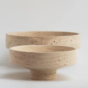 TRAVERTINE <b>NARROW</b> BOW Handmade Minimalist travertine Bowl - Product Image 5