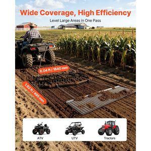 Erpice a Catena per Rimorchio, Capacità di Carico 80 libbre, Larghezza Regolabile 6 piedi, Robusto, per Vialetti, Prati e Fattorie - Product Image 4