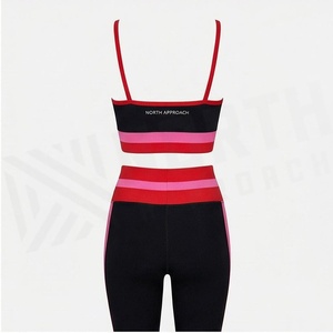 Ensemble de yoga 2 pièces North Approach, noir, rouge, rose, avec bordure contrastante, taille haute, longueur intégrale, en spandex et polyester, vêtements de sport - Product Image 2