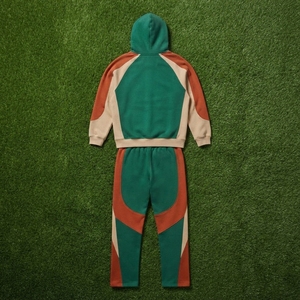 Ensemble de survêtement pour homme, couleur verte et orange, sweat-shirt et pantalon de jogging, streetwear personnalisé, vêtements de sport, tenue assortie - Product Image 5