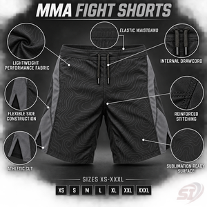 Shorts de combat MMA personnalisés, occultants, topographiques, en polyester/coton, séchage rapide, respirants, unisexes, OEM ODM, sublimés - Product Image 5