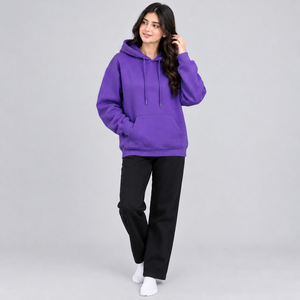 Sweat-shirt à capuche pour femme avec passe-pouce, manches longues, coupe classique, en polaire légère, style décontracté et sportif - Product Image 6