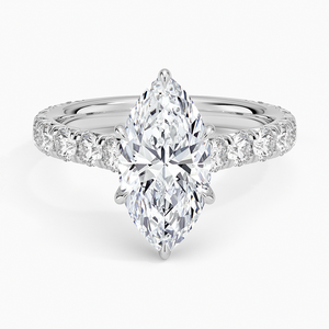 Anillo BOJ 0115 con Corte Marquesa, Plata 925, Colección Luxe, Anillo Solitario con Engaste de Garras, Diamante de 2ct, Color D, VVS1, Moissanita GRA - Product Image 1