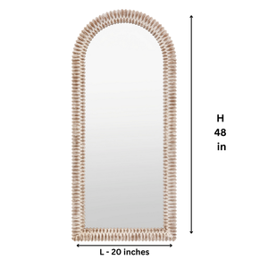 Miroir mural décoratif artisanal en bois blanchi, design élégant, décoration moderne pour la maison, salon, chambre à coucher - Product Image 6