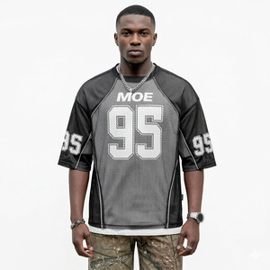 Customized See Through Summer Breathable Sheer Mesh Panel American Football Jersey Custom Logo <b>Tshirt</b> Streetwear 100% <b>Polyester</b> - Product Image 5