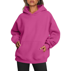 Sudadera con Capucha Oversize Rosa de Forro Polar 2026 al por Mayor, Unisex, Color Sólido, Diseño con Bolsillos, Manga Larga, Tejida, para Otoño, ODM OEM - Product Image 1