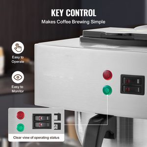 Macchina da Caffè Commerciale a Goccia da 12 Tazze con 2 Caraffe in Vetro e 2 Piastre Riscaldanti in Acciaio Inossidabile, Spina UK, per Hotel - Product Image 4