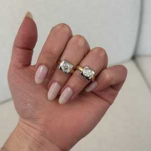 1 Carat Round Lab Grown Diamond Statement <b>Ring</b> 14K Solid Gold Unique Bezel Set Modern Minimalist Bridal Proposal Band Gift Women - Product Image 4