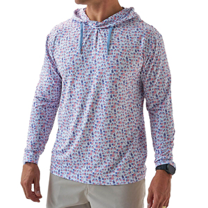 Camiseta de Manga Larga con Capucha para Hombre, Estampado de Bandera Americana, Secado Rápido, Tejido de Poliéster, Informal, para Verano, Corte Regular - Product Image 1
