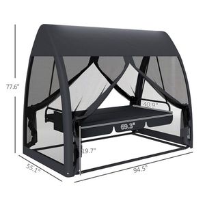 Sedia a Dondolo Contemporanea per Esterni e Interni, Adatta per Soggiorno, Hotel, Parco, Palestra, in Acciaio, Legno Moderno, Metallo e Poliestere PE - Product Image 4