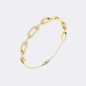 Bracelet chaîne à maillons en or massif avec diamants de laboratoire ronds pavés 1,50 carat (CTW), couleur DEF, pureté VVS2, taille brillant, bijou éthique et élégant - Product Image 3