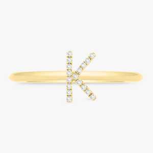 Anillos Apilables de Diamantes con Letras del Alfabeto, Corte de Diamante Cultivado en Laboratorio, para Uso Diario, Anillos de Promesa Minimalistas de Lujo, Oro Sólido de 10K/14K/18K - Product Image 1