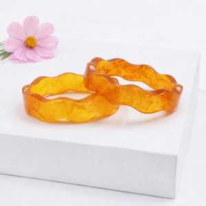 Bracelets artistiques en résine de forme irrégulière, couleur orange, pour femmes, légers et confortables à porter - Product Image 6