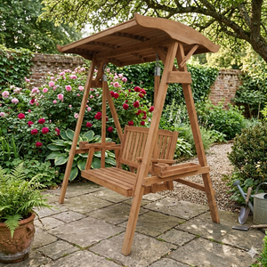 Nouveau mobilier de jardin en teck massif, banc balançoire en bois, mobilier d'extérieur, produit d'exportation d'Indonésie, design moderne pour villa. - Product Image 4