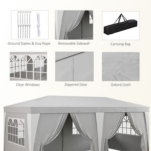 Grande Tenda Pop-up Grigia 20x10 per Esterni, Montaggio Istantaneo con Altezza Regolabile e Pareti Laterali in Rete per Feste e Raduni all'Aperto - Product Image 6