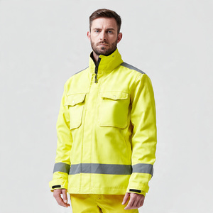 Custom Men High Visibility Safety <b>Jacket</b> Working Safety <b>Jacket</b> <b>Workers</b> High Quality Zipper <b>Jackets</b> Safety Chest Pockets - Product Image 5