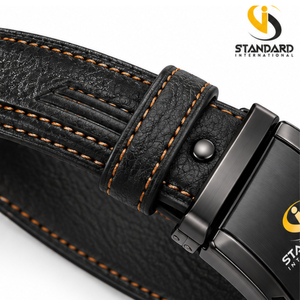Standard International Men's Genuine Cow Hide Leather <b>Belt</b> Automatic Ratchet <b>Buckle</b> - Product Image 5
