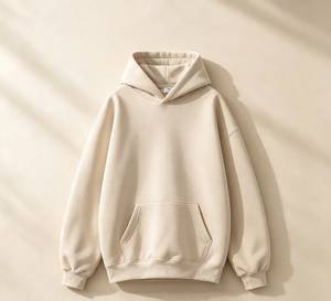 เสื้อฮู้ดผู้ชายทรงโอเวอร์ไซส์ สีพื้น ผ้าฝ้ายฟลีซ สวมใส่สบายๆ สำหรับฤดูใบไม้ร่วง ทรงปกติ มีกระเป๋า - Product Image 3