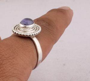 Anillo de Boda Clásico de Tanzanita Natural, Plata de Ley 925, Gema Azul Violeta, Joyería Fina para Mujer - Product Image 4