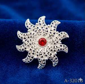 Collier de fleurs plaqué or avec pierre de rubis pour femmes, bijoux de mariage A-32041 - Product Image 5