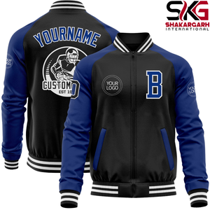 Custom Men Varsity <b>Jacket</b> <b>Fleece</b> <b>Lined</b> Zip Up Letterman Bomber <b>Jacket</b> Name Number School Club Wear - Product Image 2