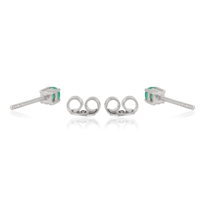 Dainty 925 <b>Sterling</b> <b>Silver</b> Natural Green Onyx Gemstone Tiny <b>Stud</b> Earrings For Women's Jewelry - Product Image 5