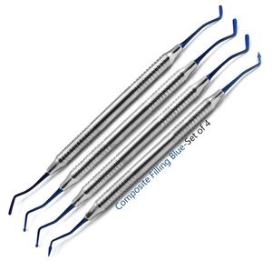 Juego de instrumentos de relleno compuesto restaurativo recubierto de titanio azul dental de 4 piezas-Certificado CE - Product Image 3