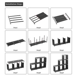 Scaffale portaoggetti multifunzionale a 3 livelli e 6 scomparti, assemblato, nero, per bagno - Product Image 6