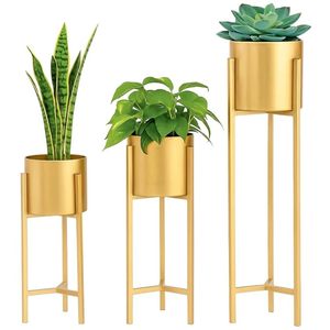 Gold Finish Solid Metal Eco-Friendly Modern Floor <b>Planters</b> Pots for Home Decor Indoor <b>Outdoor</b> Flower Pot Decorative Plant Holder - Product Image 1