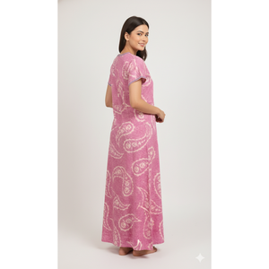 Camisón Largo Estampado Cómodo para Mujer Alpine, Mangas Cortas con Bolsillo Lateral Completo, Ropa de Dormir Suave - Product Image 2