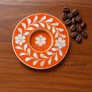 Ensemble de sous-verres faits à la main en os et nacre – Design floral, soucoupe ronde pour tasse à thé, pour la décoration de la maison - Product Image 4