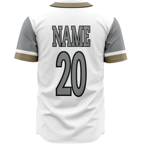 Camiseta de Béisbol Personalizada para Hombre, con Botones, en Oro Blanco, Transpirable, Uniforme Deportivo para Equipos de Softbol - Product Image 3