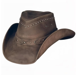 Custom Suede Leather Cowboy <b>Hat</b> Retro Genuine Leather <b>Western</b> Bush <b>Hat</b> High Quality Cattleman Band Cap - Product Image 2