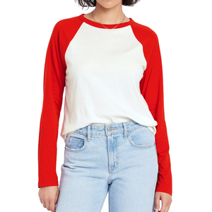 Camiseta Unisex Casual Raglan de Manga Larga con Cuello Redondo, Corte Regular, Color Sólido Multicolor, Blanca - Product Image 3