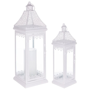 Farol de metal con recubrimiento de polvo blanco y vidrio transparente para decoración de mesas en eventos y fiestas, decoración del hogar, faroles de suelo. - Product Image 6